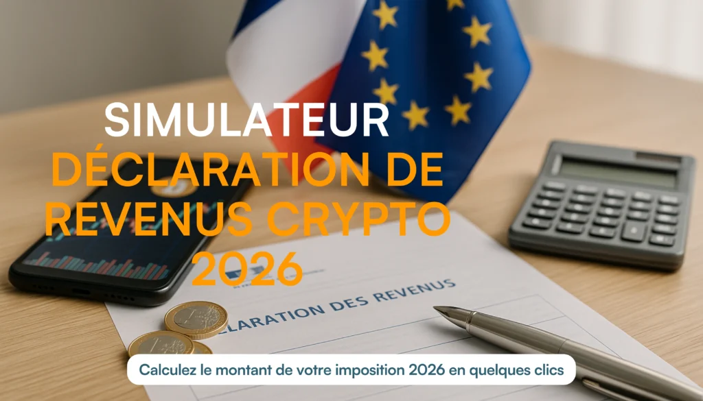 Simulateur de déclaration de revenus crypto 2026 permettant de calculer l’imposition sur les plus-values en cryptomonnaies en France.